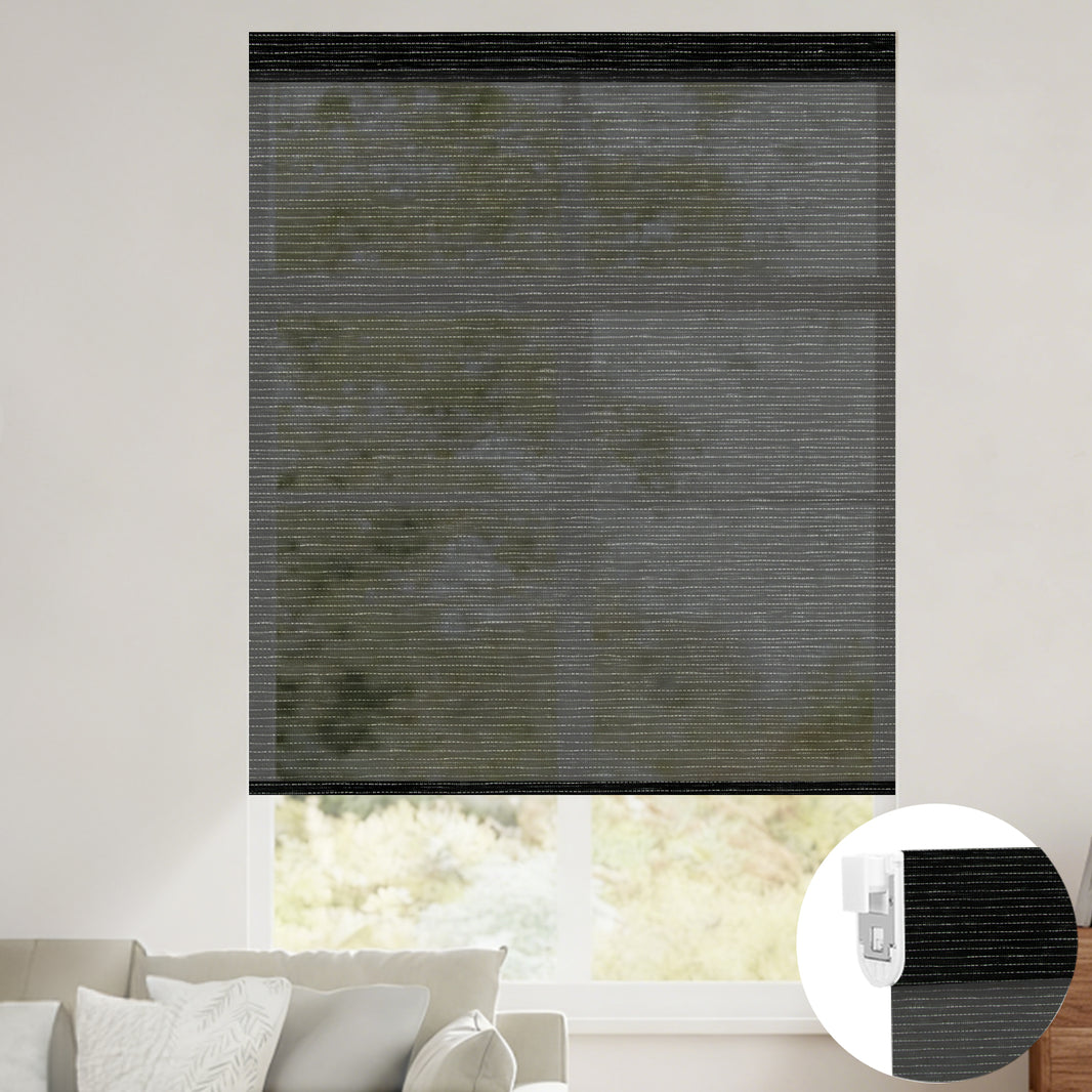 Kincmo No Drill Roller Shades, Motorized 50% Blackout Light Filtering - Eclipse
