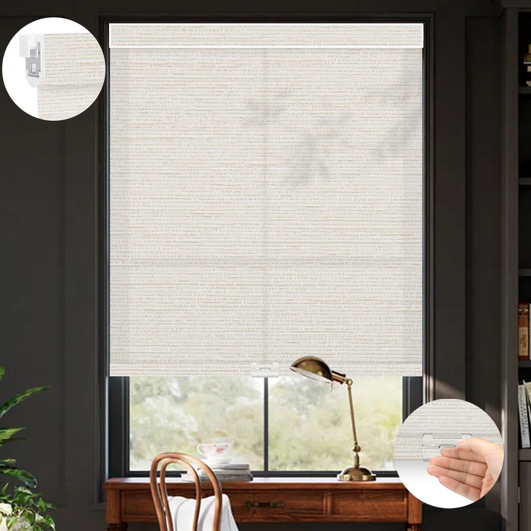 Kincmo No Drill Cordless Light Filtering Roller Shades 75% Blackout - Elegant