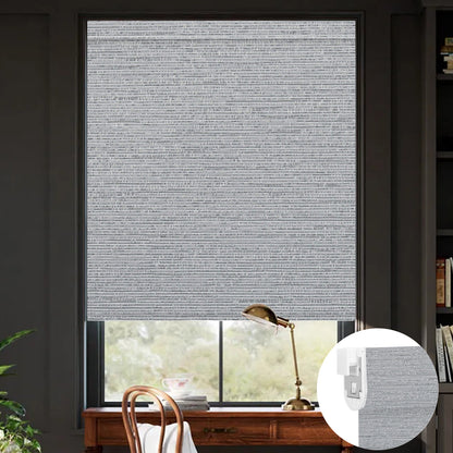 Kincmo No Drill Shades, Motorized 100% Blackout - Elegant