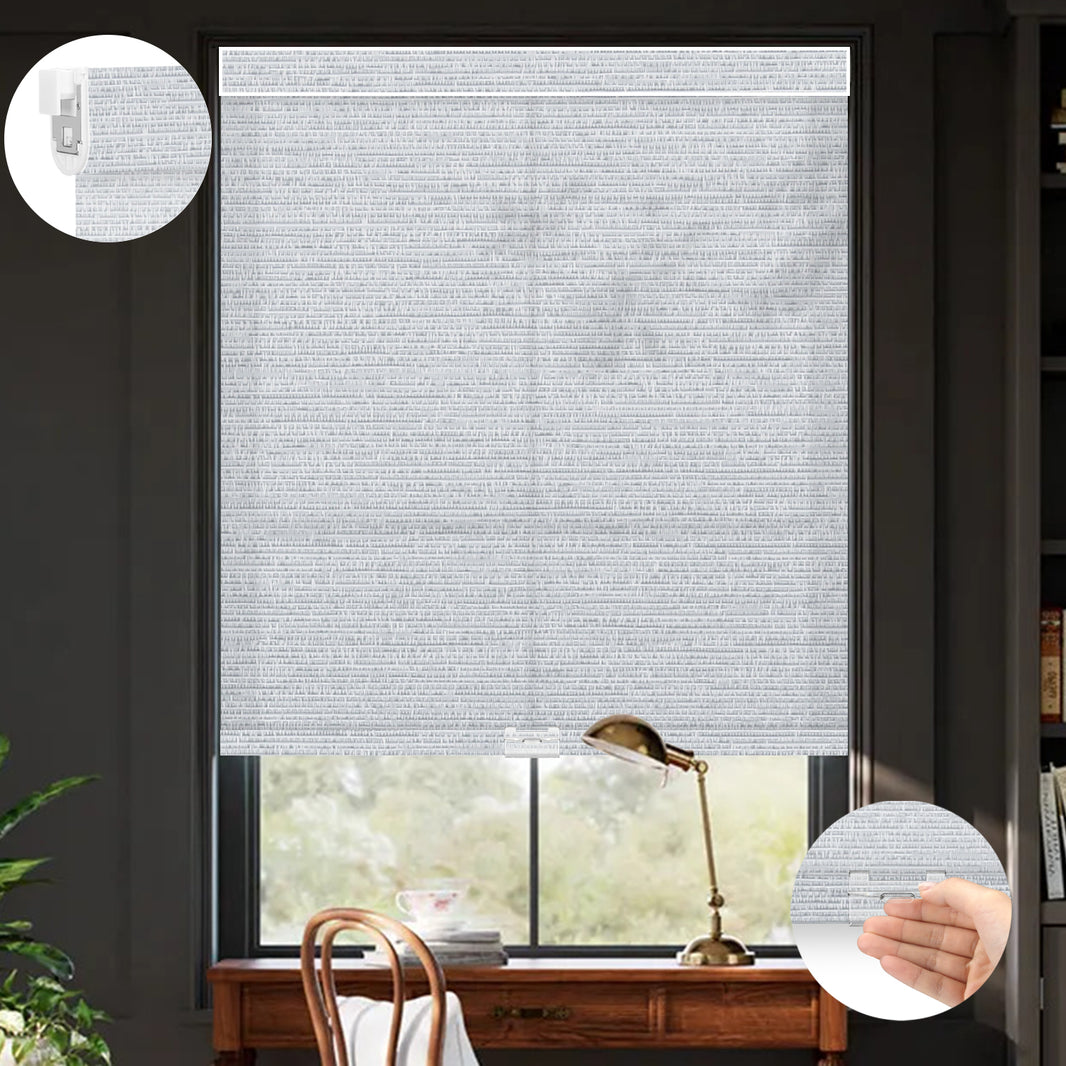 Kincmo No Drill Cordless Light Filtering Roller Shades 75% Blackout - Elegant