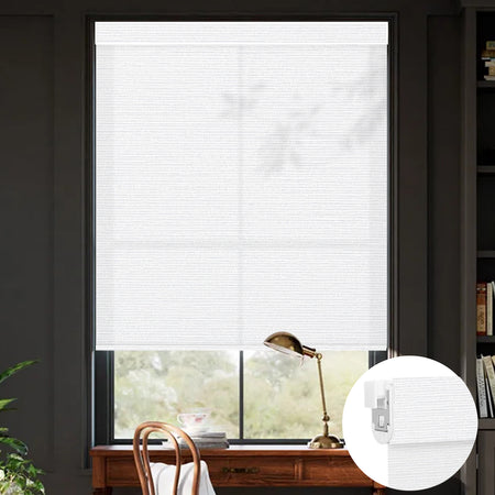 Kincmo No Drill Roller Shades, Motorized 75% Blackout Light Filtering - Elegant