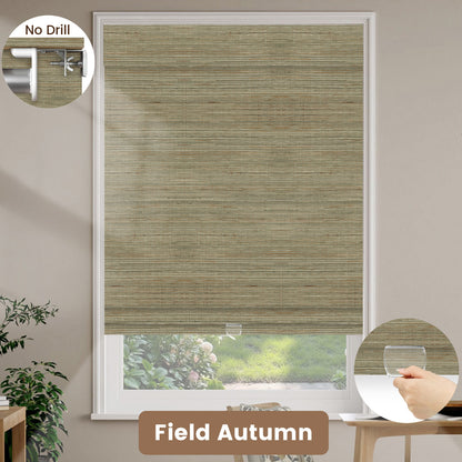 Kincmo No Drill Cordless Woven Wood Shades 50%/70%/100% Blackout - Designer