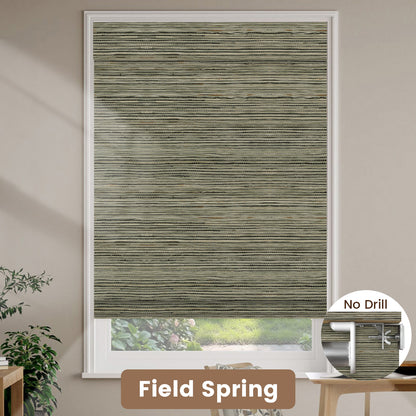 Kincmo No Drill Woven Wood Shades, Motorized 50%/70%/100% Blackout - Designer