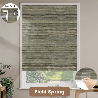 Kincmo No Drill Cordless Woven Wood Shades 50%/70%/100% Blackout - Designer