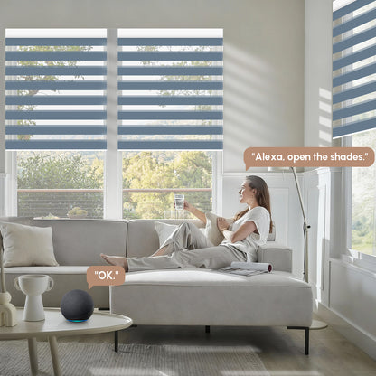 Kincmo No Drill Zebra Shades, Motorized 95% Blackout - Gabriel