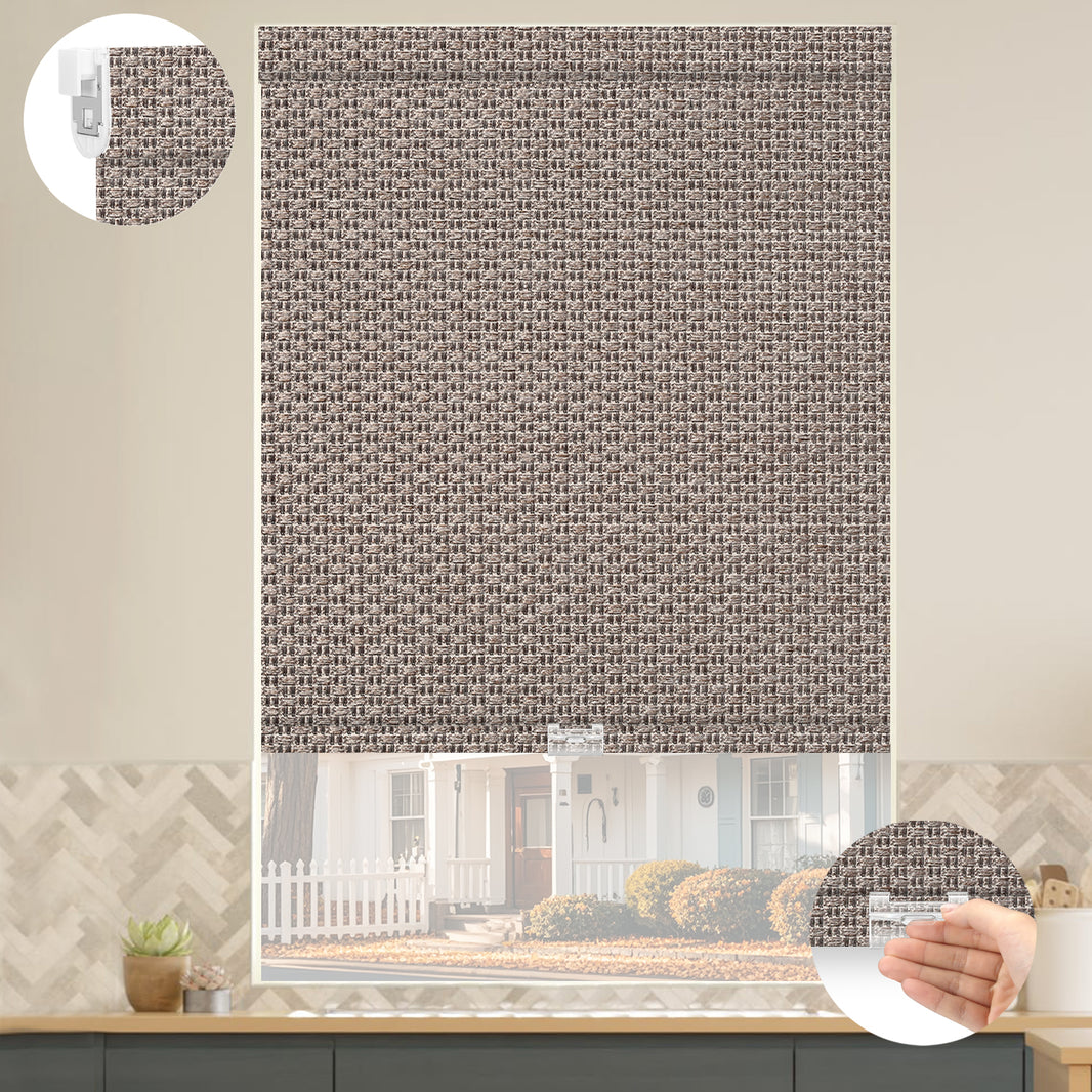 Kincmo No Drill Cordless Roller Shades 100% Blackout - Groove