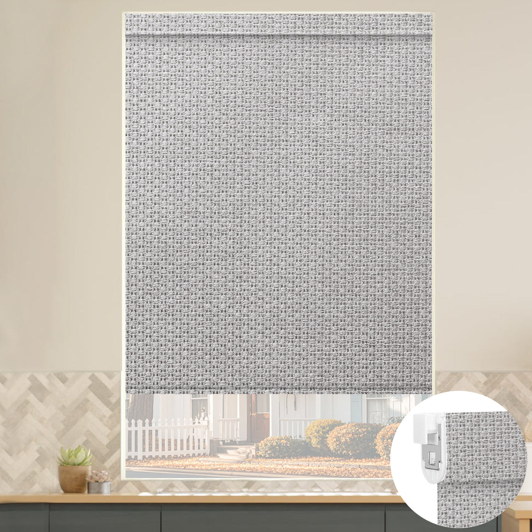 Kincmo No Drill Roller Shades, Motorized 100% Blackout - Groove