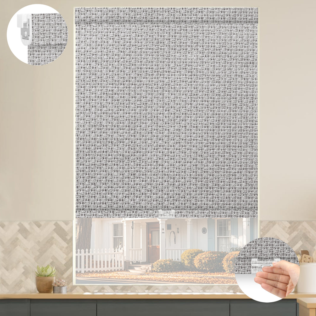 Kincmo No Drill Cordless Roller Shades 100% Blackout - Groove