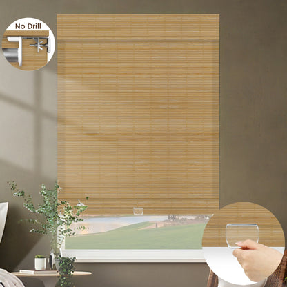 Kincmo No Drill Cordless 100% Bamboo Shades 50%/70%/100% Blackout - Pure Bamboo