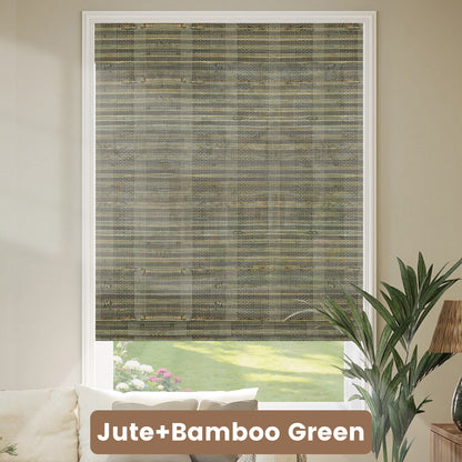 Kincmo Motorized Woven Wood Shades 50%/70%/100% Blackout - Organic Texture