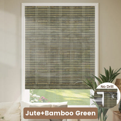 Kincmo No Drill Woven Wood Shades, Motorized 50%/70%/100% Blackout - Organic Texture