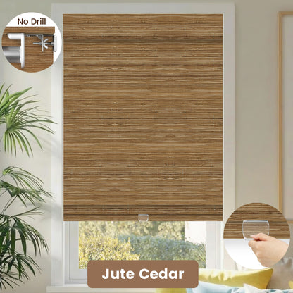 Kincmo No Drill Cordless Woven Wood Shades 50%/70%/100% Blackout - Natural Rustic