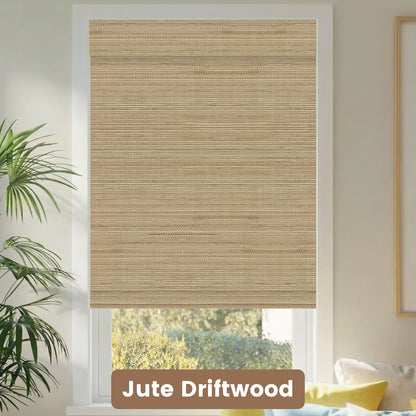 Kincmo Motorized Woven Wood Shades 50%/70%/100% Blackout - Natural Rustic