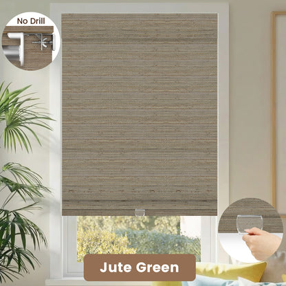 Kincmo No Drill Cordless Woven Wood Shades 50%/70%/100% Blackout - Natural Rustic