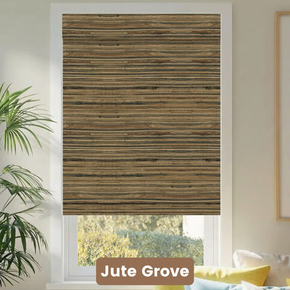 Kincmo Motorized Woven Wood Shades 50%/70%/100% Blackout - Natural Rustic