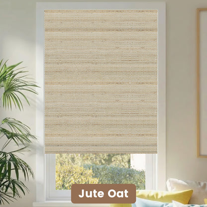 Kincmo Motorized Woven Wood Shades 50%/70%/100% Blackout - Natural Rustic