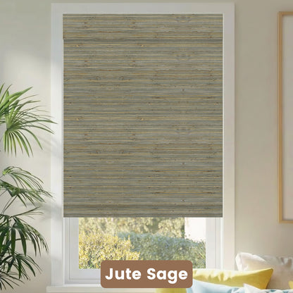 Kincmo Motorized Woven Wood Shades 50%/70%/100% Blackout - Natural Rustic