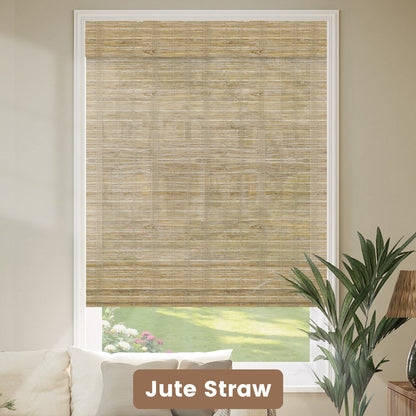 Kincmo Motorized Woven Wood Shades 50%/70%/100% Blackout - Organic Texture