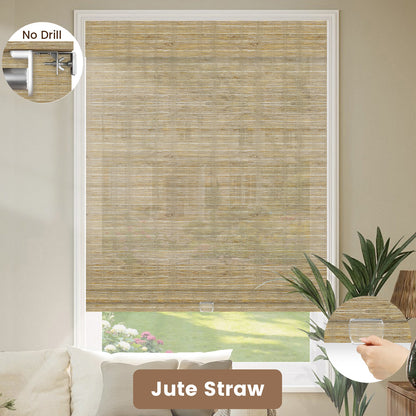 Kincmo No Drill Cordless Woven Wood Shades 50%/70%/100% Blackout - Organic Texture