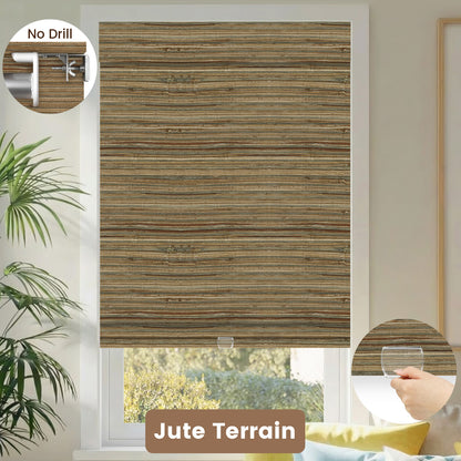 Kincmo No Drill Cordless Woven Wood Shades 50%/70%/100% Blackout - Natural Rustic