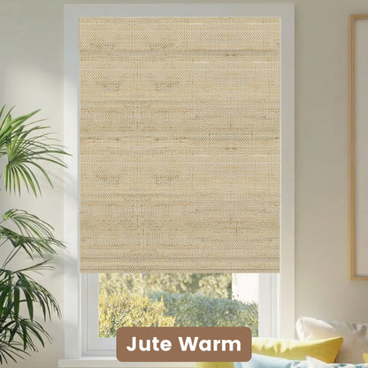 Kincmo Motorized Woven Wood Shades 50%/70%/100% Blackout - Natural Rustic