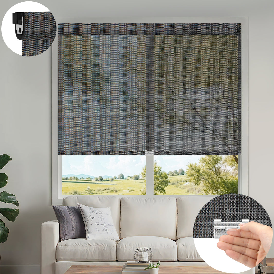 Kincmo No Drill Cordless UV Protection Solar Shades 0%/1%/3%/5% Openness