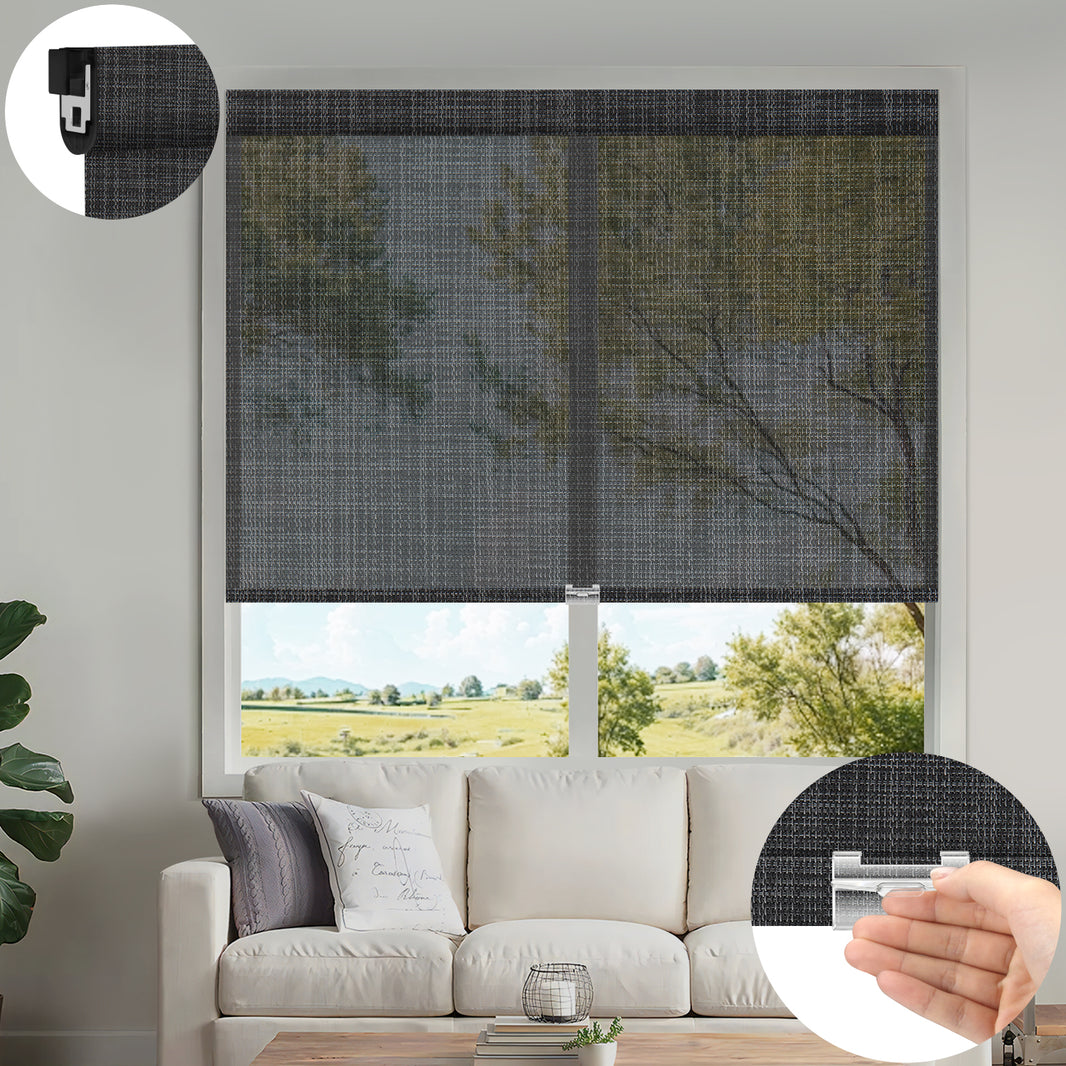 Kincmo No Drill Cordless UV Protection Solar Shades 0%/1%/3%/5% Openness