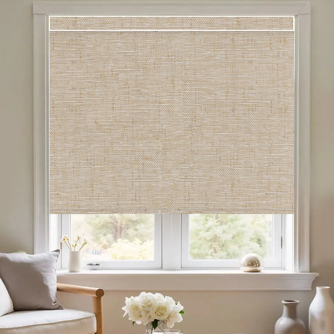 Kincmo Motorized Roller Shades 100% Blackout - Linen