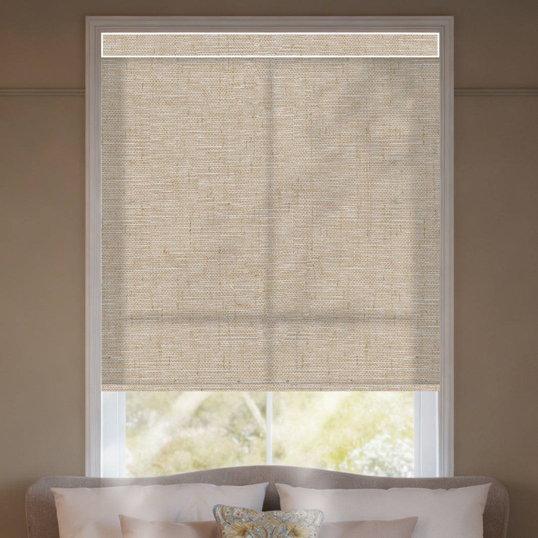 Kincmo Motorized Light Filtering Roller Shades 75% Blackout - Linen