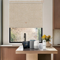 Kincmo Motorized Roller Shades 100% Blackout - Linen