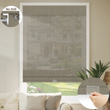 Kincmo No Drill Cordless Woven Wood Shades 50%/70%/100% Blackout - Organic Texture