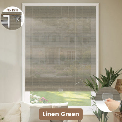 Kincmo No Drill Cordless Woven Wood Shades 50%/70%/100% Blackout - Organic Texture