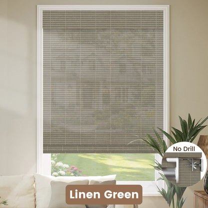 Kincmo No Drill Woven Wood Shades, Motorized 50%/70%/100% Blackout - Organic Texture