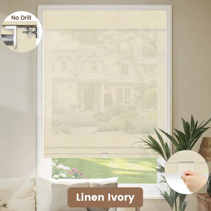 Kincmo No Drill Cordless Woven Wood Shades 50%/70%/100% Blackout - Organic Texture