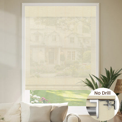 Kincmo No Drill Woven Wood Shades, Motorized 50%/70%/100% Blackout - Organic Texture