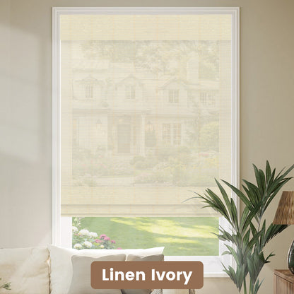 Kincmo Motorized Woven Wood Shades 50%/70%/100% Blackout - Organic Texture