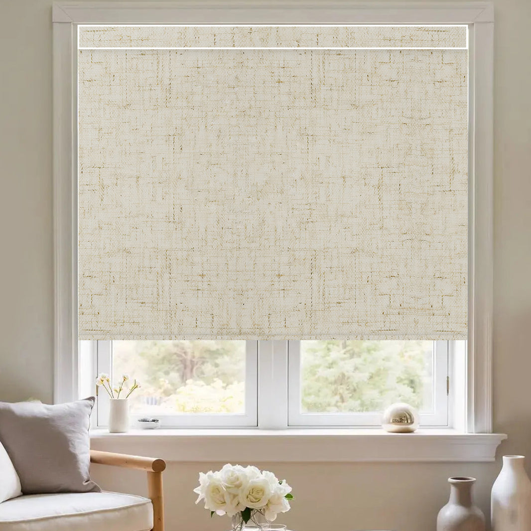 Kincmo Motorized Roller Shades 100% Blackout - Linen