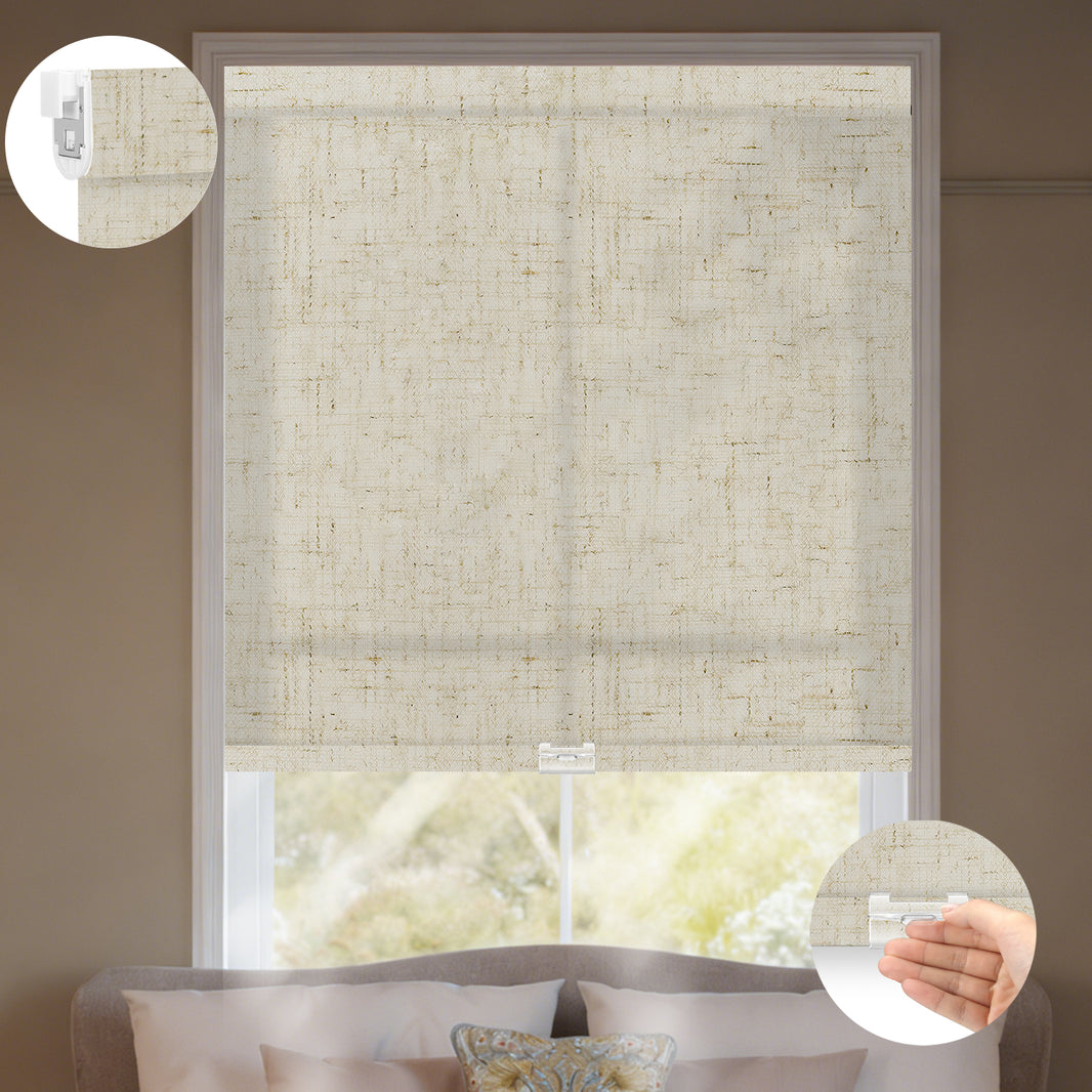 Kincmo No Drill Cordless Light Filtering Roller Shades 75% Blackout - Linen