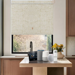 Kincmo Motorized Roller Shades 100% Blackout - Linen