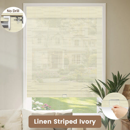 Kincmo No Drill Cordless Woven Wood Shades 50%/70%/100% Blackout - Organic Texture