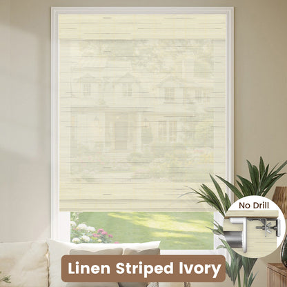 Kincmo No Drill Woven Wood Shades, Motorized 50%/70%/100% Blackout - Organic Texture