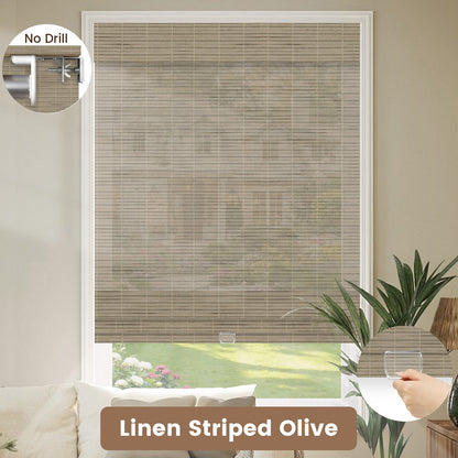 Kincmo No Drill Cordless Woven Wood Shades 50%/70%/100% Blackout - Organic Texture