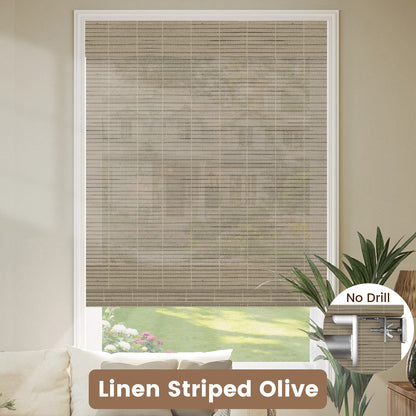 Kincmo No Drill Woven Wood Shades, Motorized 50%/70%/100% Blackout - Organic Texture