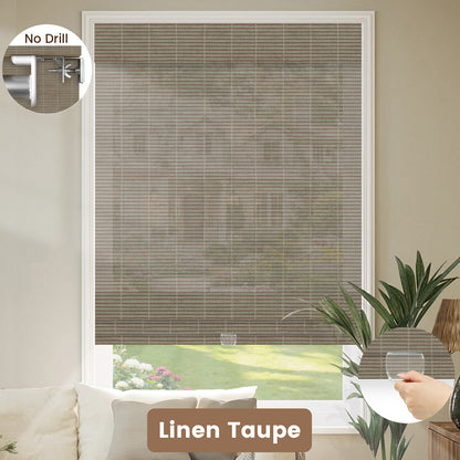 Kincmo No Drill Cordless Woven Wood Shades 50%/70%/100% Blackout - Organic Texture