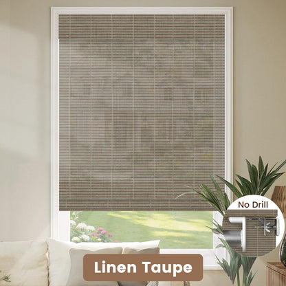 Kincmo No Drill Woven Wood Shades, Motorized 50%/70%/100% Blackout - Organic Texture