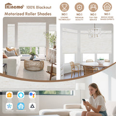 Kincmo 100% Blackout Motorized Roller Shades - All Colors