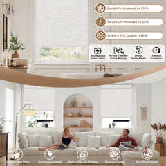 Kincmo Motorized Roller Shades 100% Blackout - Linen