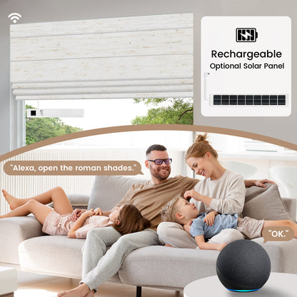 Kincmo Motorized Roman Shades 100% Blackout - Linen