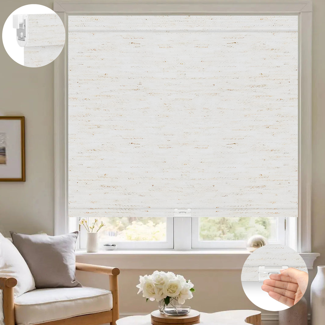 Kincmo No Drill Cordless Roller Shades 100% Blackout  - Linen