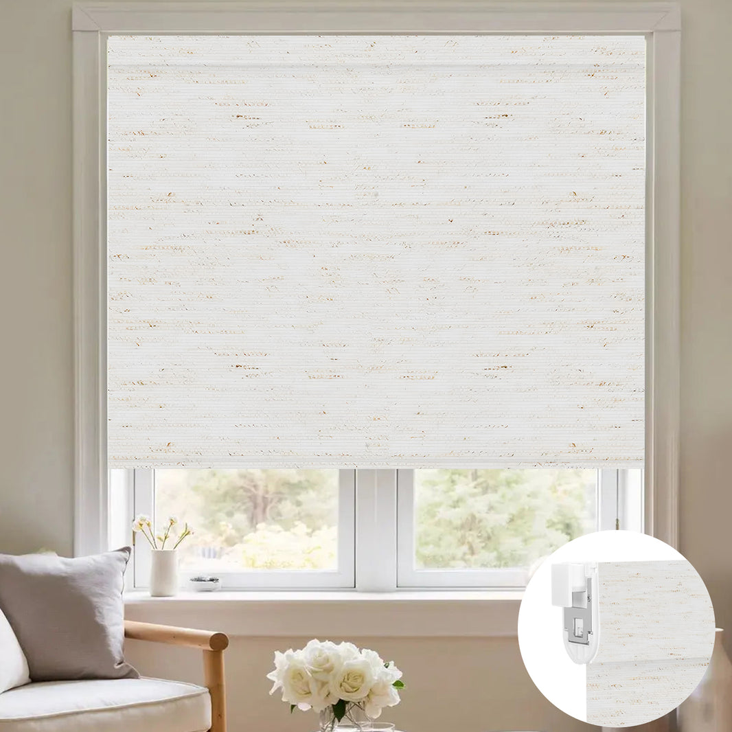 Kincmo No Drill Shades, Motorized 100% Blackout - Linen